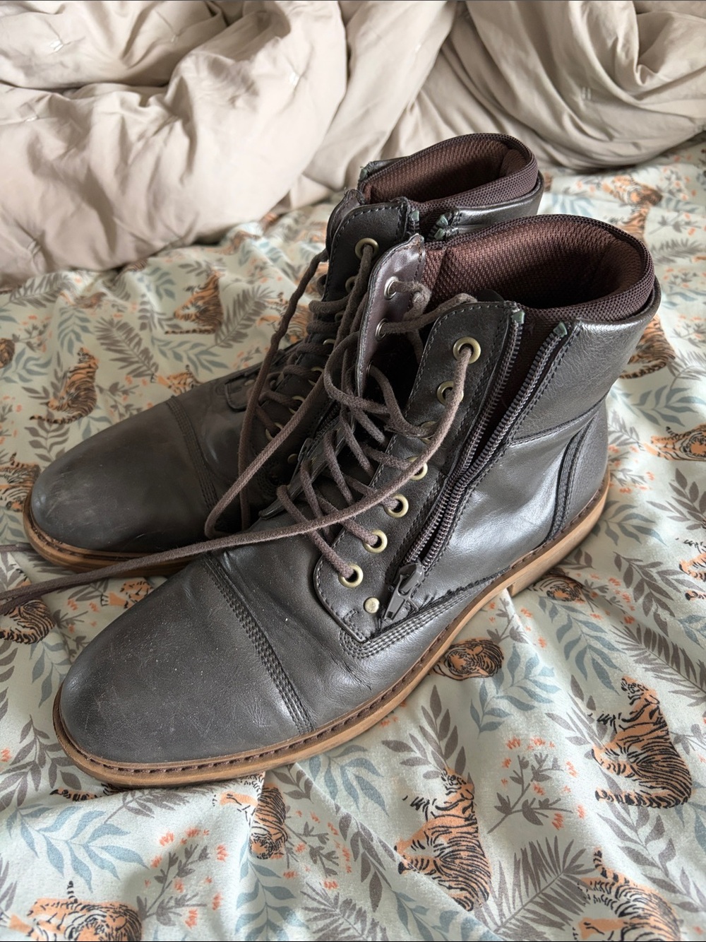 Men's Brown Leather Alesbury Lace-Up Ankle Boots - 8